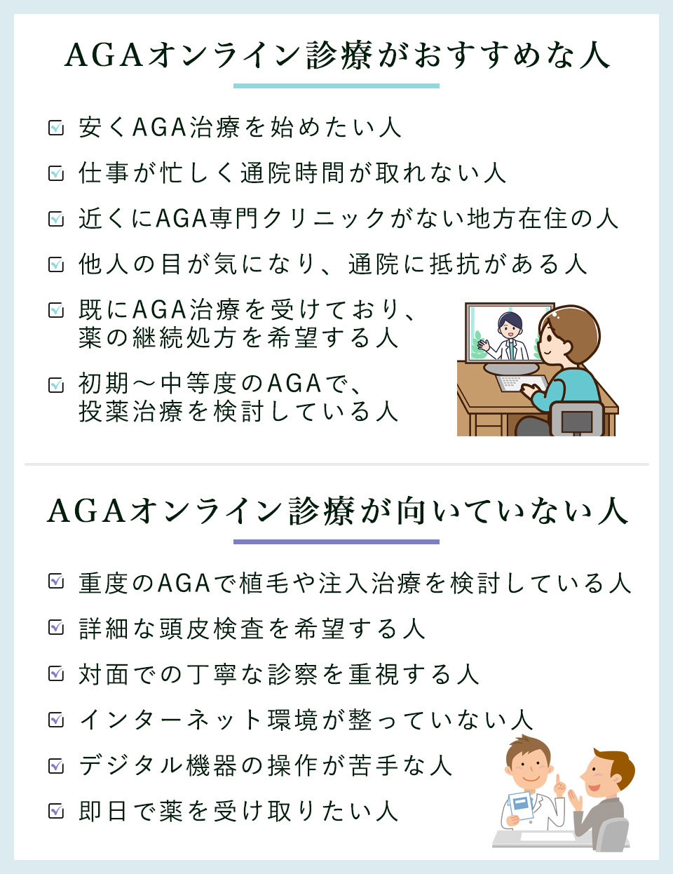 AGAオンライン診療が向いている人・向いていない人リストアップ
