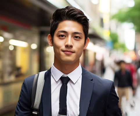 オールバックの男性の写真