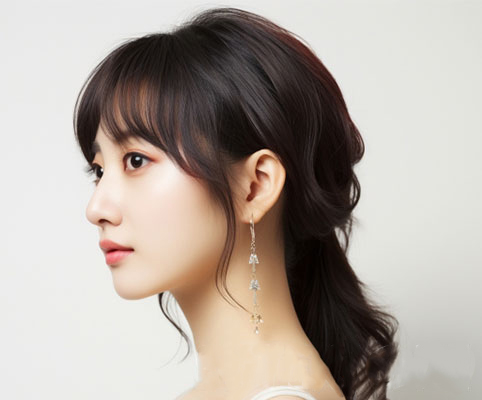 ハーフアップの女性の写真