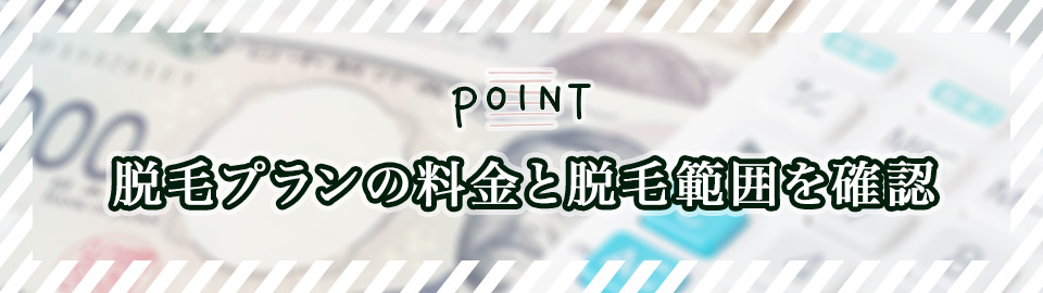 脱毛プランの料金と脱毛範囲を確認