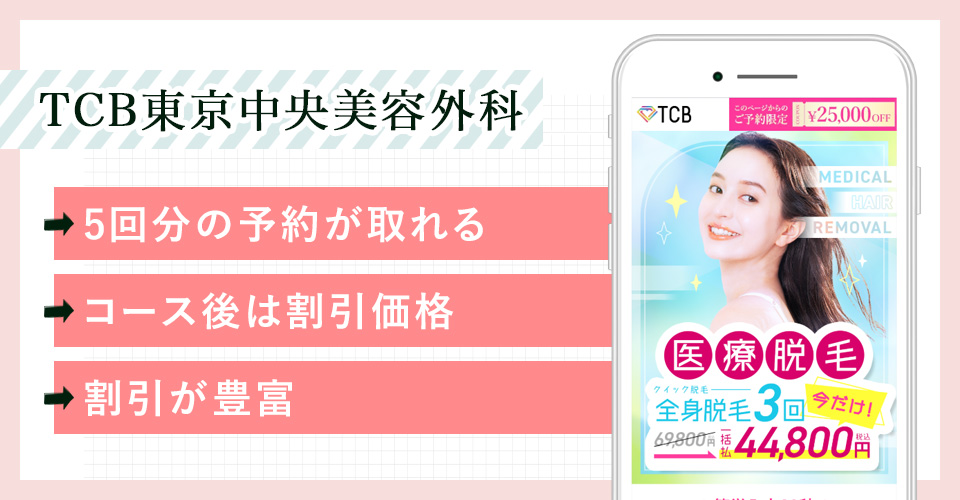 TCB東京中央美容外科の公式サイトを映したスマホの写真