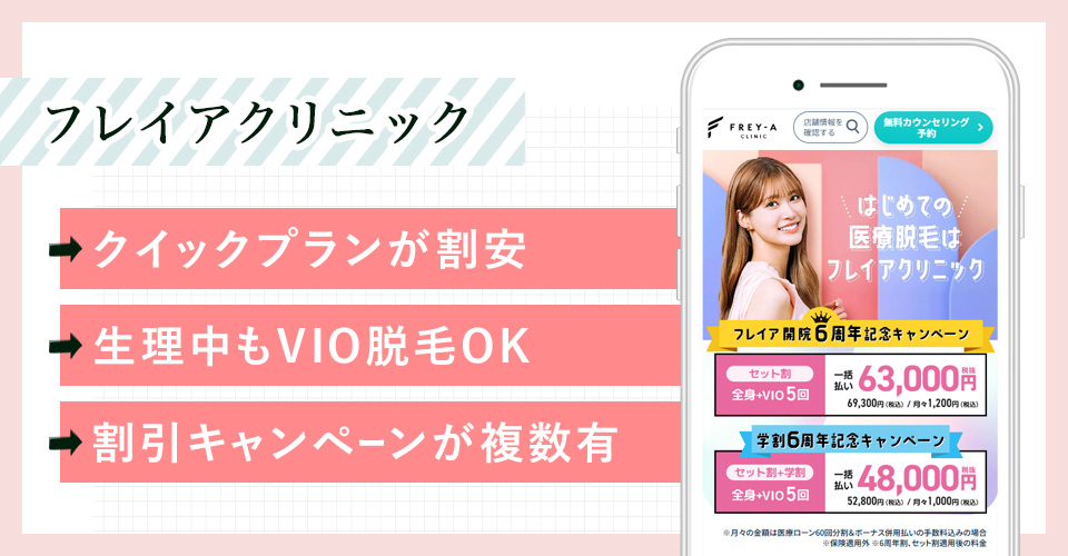 フレイアクリニックの公式サイトの画像