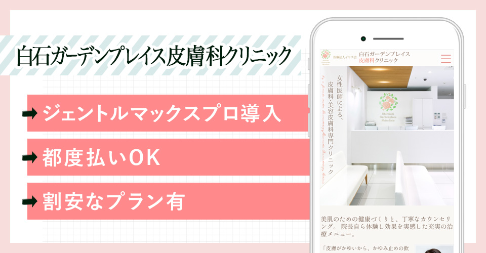 白石ガーデンプレイス皮膚科クリニックのサイトを映した写真