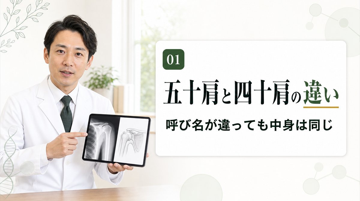 五十肩と四十肩の違いを説明するイメージ