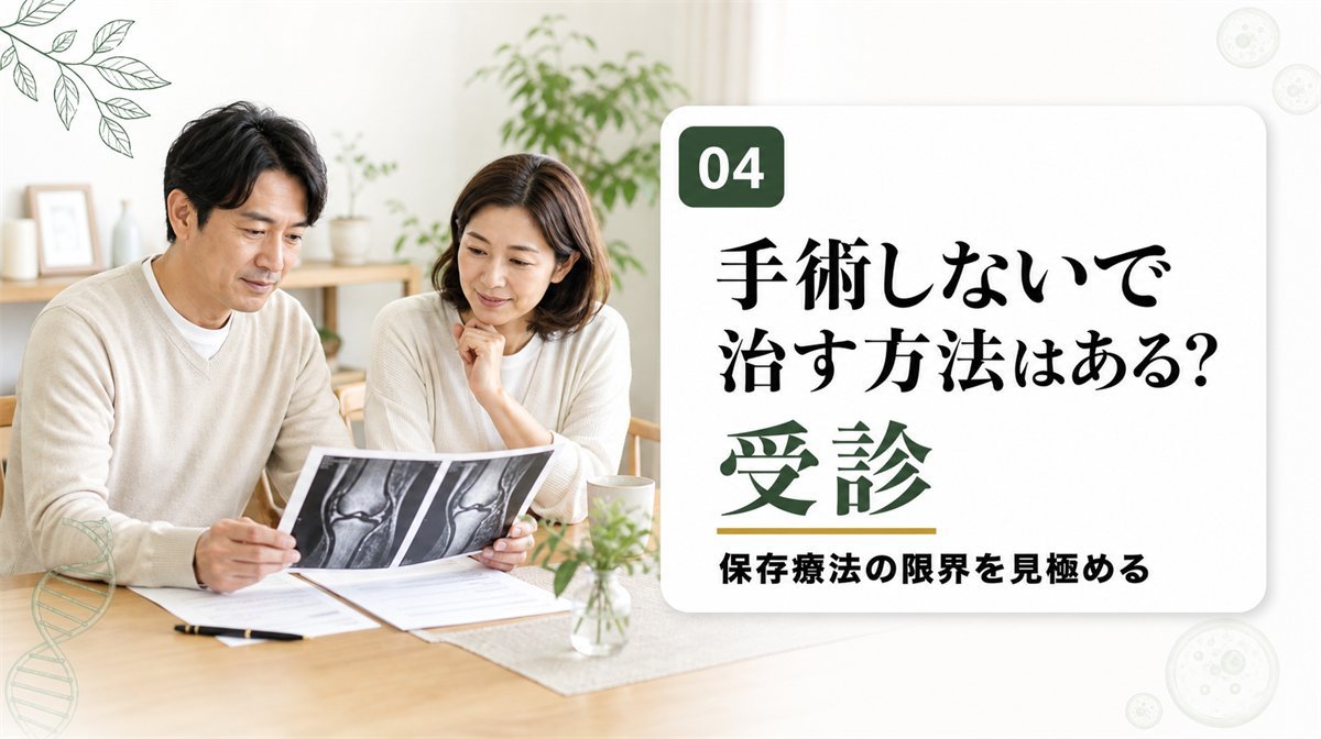 半月板損傷で医師の診察を受ける様子