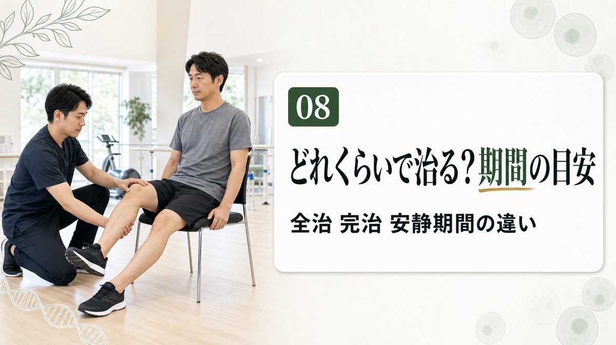 半月板損傷の回復までの経過をイメージした様子