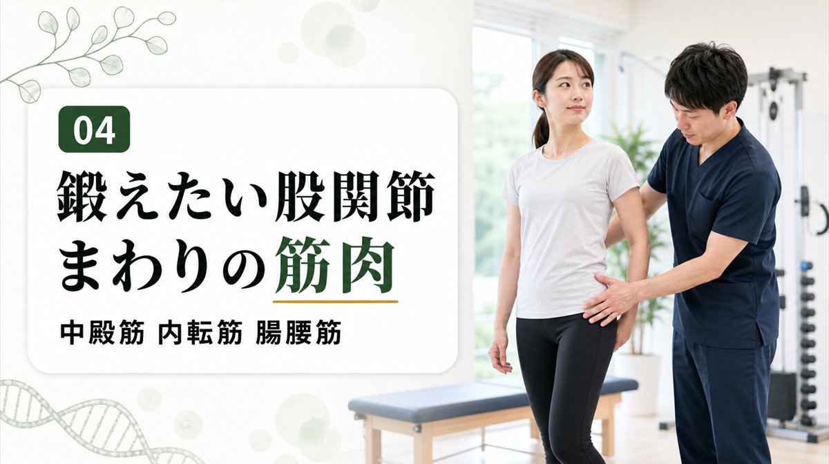 股関節まわりで鍛えたい筋肉に働きかける理学療法士