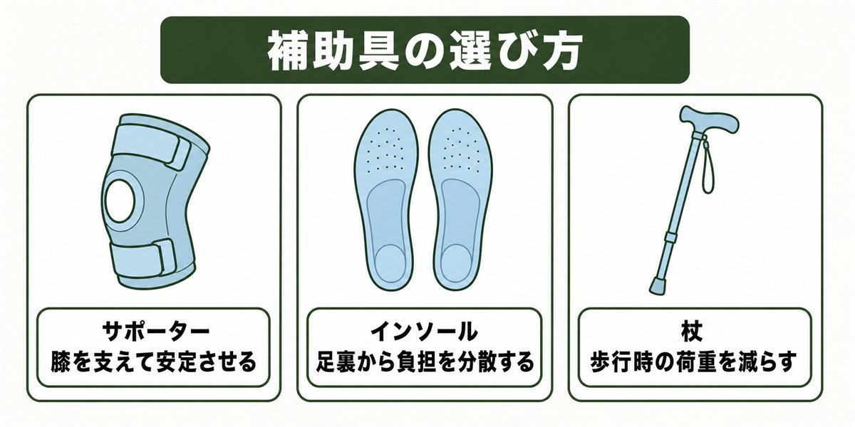 サポーター・インソール・杖の選び方比較