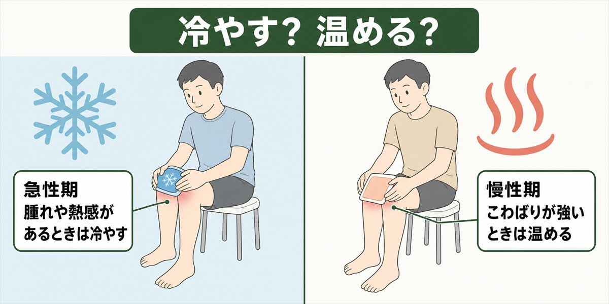 急性期は冷やす、慢性期は温めるの使い分け