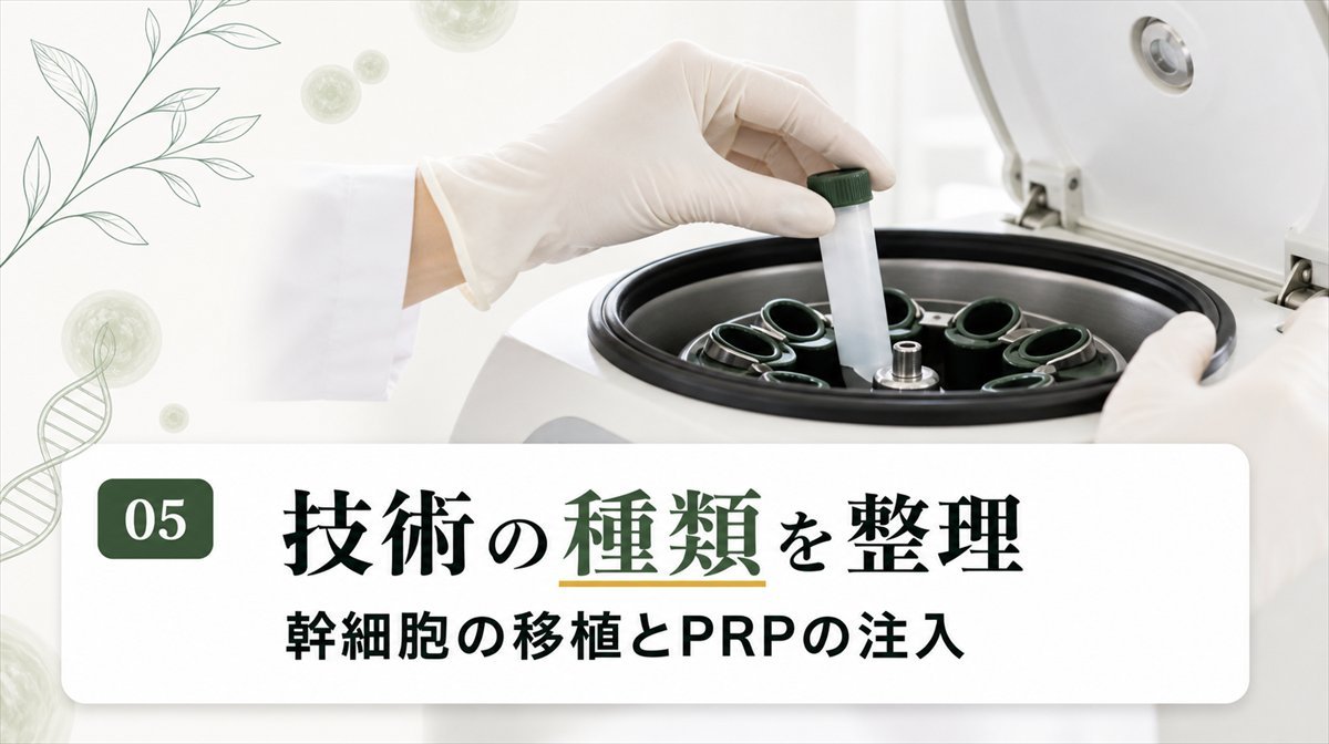 毛髪再生医療で扱われる幹細胞やPRPなどの技術の種類