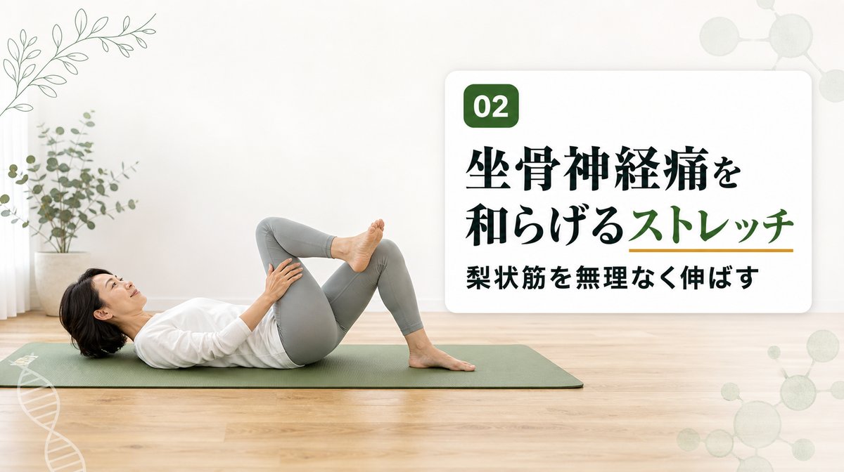 坐骨神経痛を和らげるストレッチをする様子