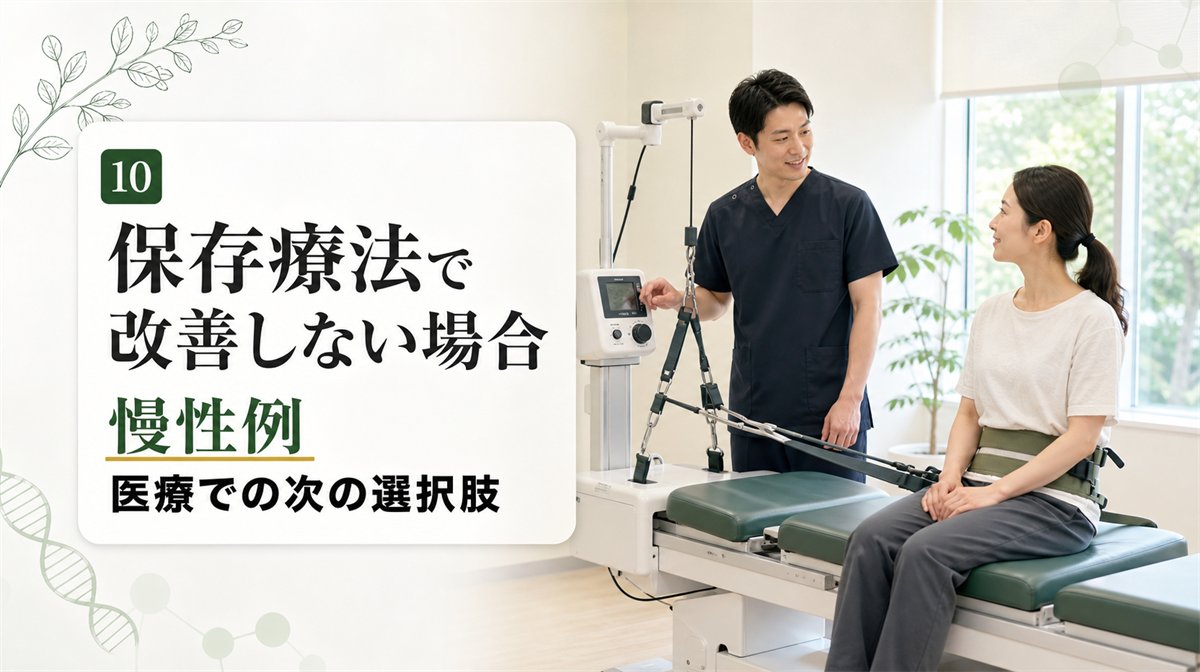 坐骨神経痛の慢性例で治療の選択肢を相談する様子